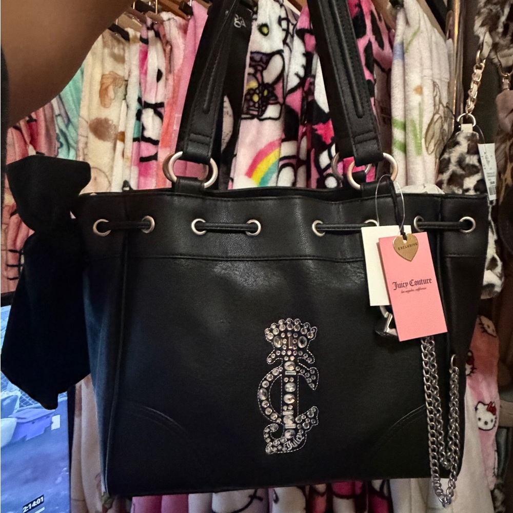 Juicy Couture Black Crystal Logo Tote VIRAL